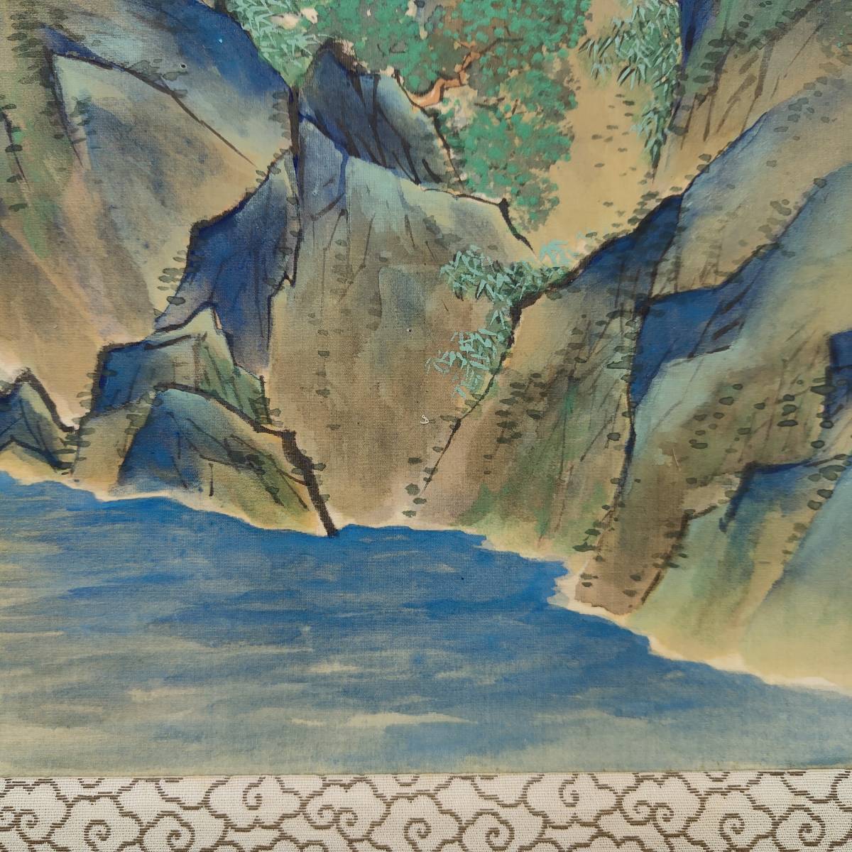 真作/景舟/蓬莱山図/山水/横物/桐共箱付/布袋屋掛軸A-344 真作】//景舟/蓬莱山図/山水/横物/桐共箱付/布袋