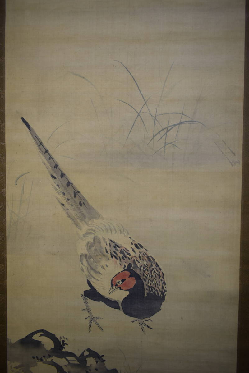 通販でクリスマス Yahoo!オークション 【模写】/狩野周信/如川/鶏に雉図/布袋屋 - 絵画