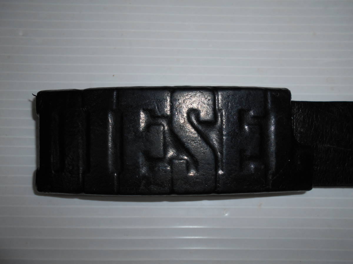  genuine article * diesel DIESEL original leather leather belt black 90cm ( 3F ^