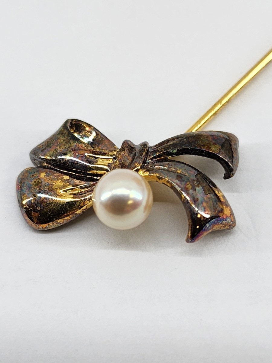 ミキモト MIKIMOTO ネクタイピン 田崎 TASAKI ピンタック ブローチ 2点セット アクセサリー タイピン_画像7