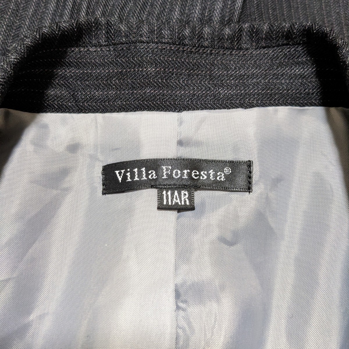 +FY88 Villa Foresta ヴィラフォレスタ フォーマル レディース 11号 11AR パンツ スーツ 黒 ストライプ ジャケット パンツ ビジネス_画像9