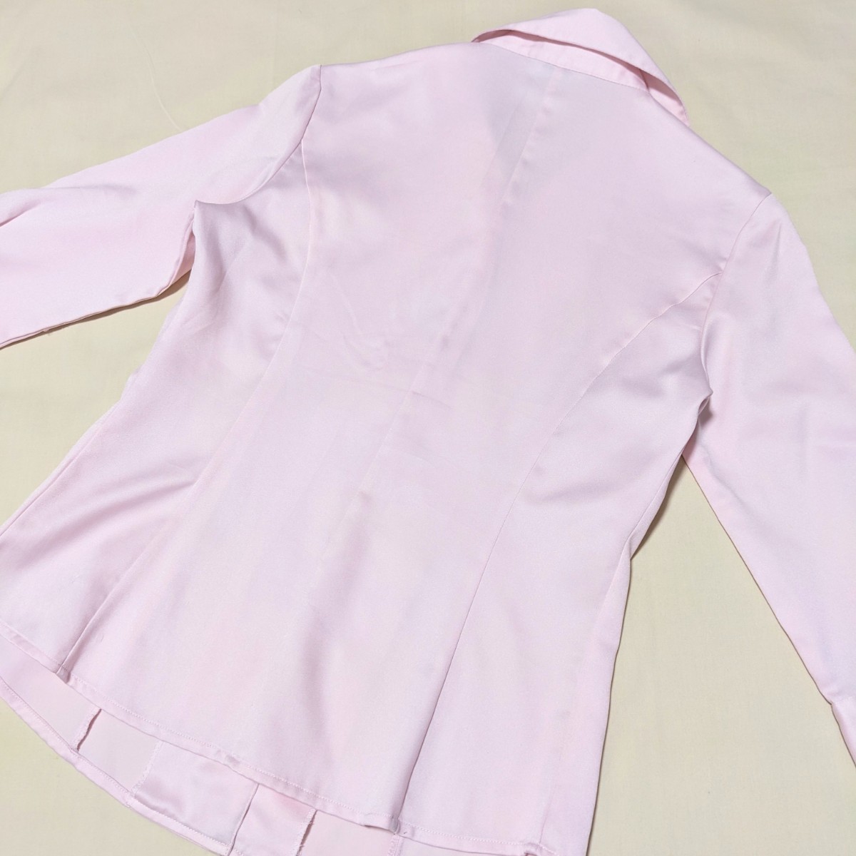 +FY99 translation have CLEAR WEATHER formal lady's M 7 minute sleeve shirt blouse pink plain . collar business ceremony 