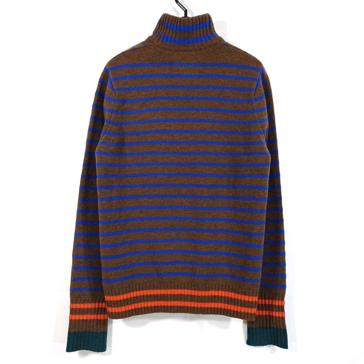 【良品】sacai　ハイネックボーダーニット　サカイ　サイズ１（Ｓ相当）　茶青オレンジ緑_画像9