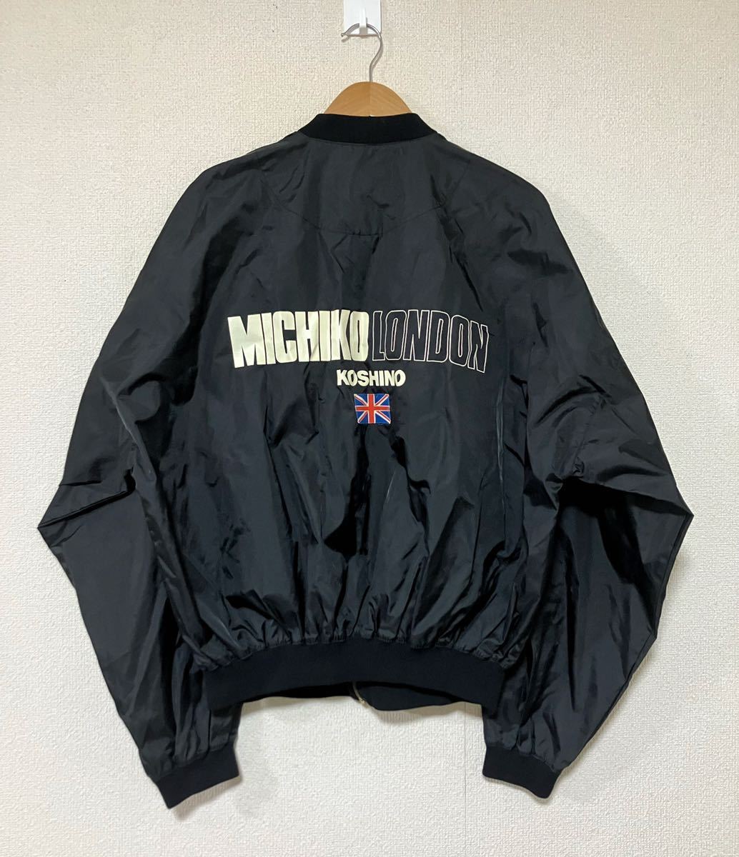 90's MICHIKO LONDON ミチコロンドン ナイロンジャケット MA-1タイプ ヴィンテージ MICHIKO KOSHINO ミリタリー サイズ FREE ブラック_画像1