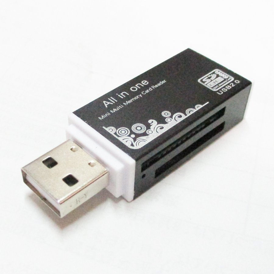 SDカードリーダー/ライター 4in1 アルミ SD+microSD+MSDUO+microMSDUO ブラックｘ１個 送料無料定形外_画像3