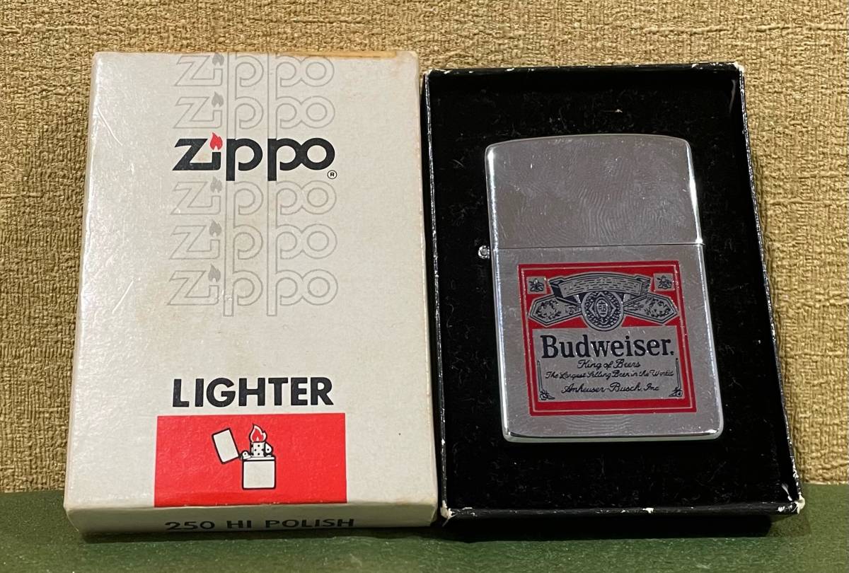 格安!! 99円スタート!! ZIPPO ジッポ 1984年製 シルバー Budweiser バドワイザー オイルライター_画像1