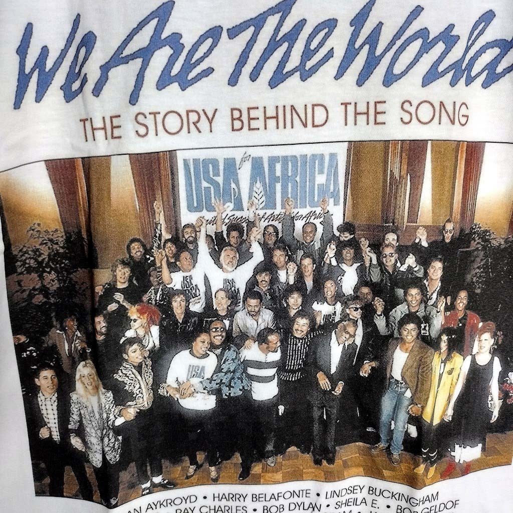 希少 WE ARE THE WORLD USA FOR AFRICA Tシャツ【Mサイズ】 / ウィーアーザワールド マイケルジャクソン シンディローパー_画像3