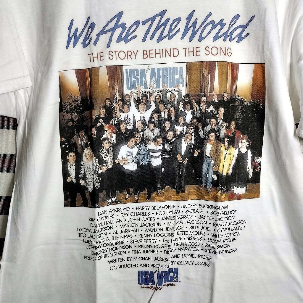 希少 WE ARE THE WORLD USA FOR AFRICA Tシャツ【Mサイズ】 / ウィーアーザワールド マイケルジャクソン シンディローパー_画像2