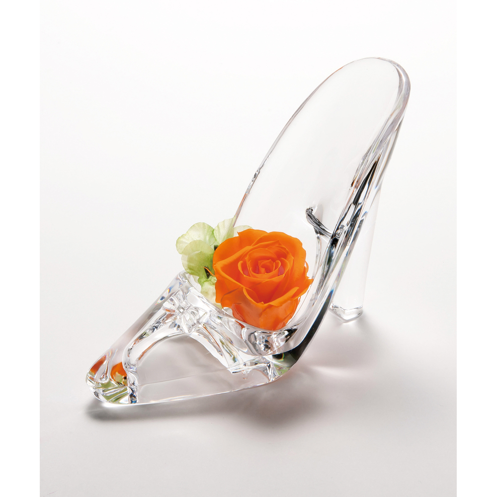 * clear / orange *pli minuet Mini preserved flower Mini size pli minuet Mini marriage festival . glass. shoes 