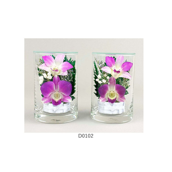 * D0102 *... glass flower 2 pcs insertion .... flower one against preserved flower . flower glass bottle glass flower memorial 