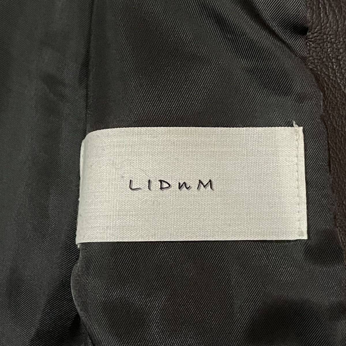 美品● LIDnM【パパが着たらモテます】リドム ライダースジャケット レザー 羊革 ラムレザー シングル シープスキン ブラック 黒 スムース_画像6