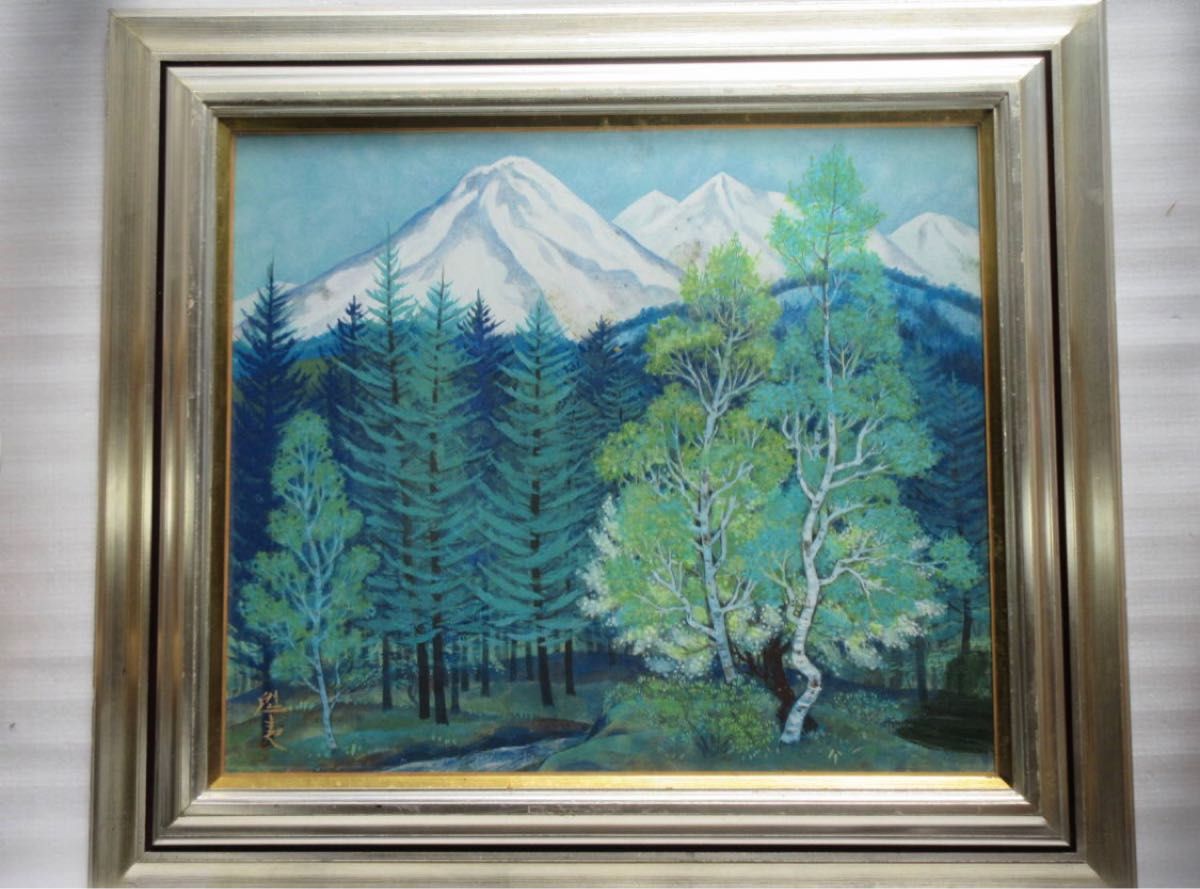 東山魁夷/岩彩肉筆 日本画 模写/題名『乗鞍の春』/共シール表 東山魁夷/岩彩肉筆 日本画 模写/題名『乗鞍の春』/共シール表