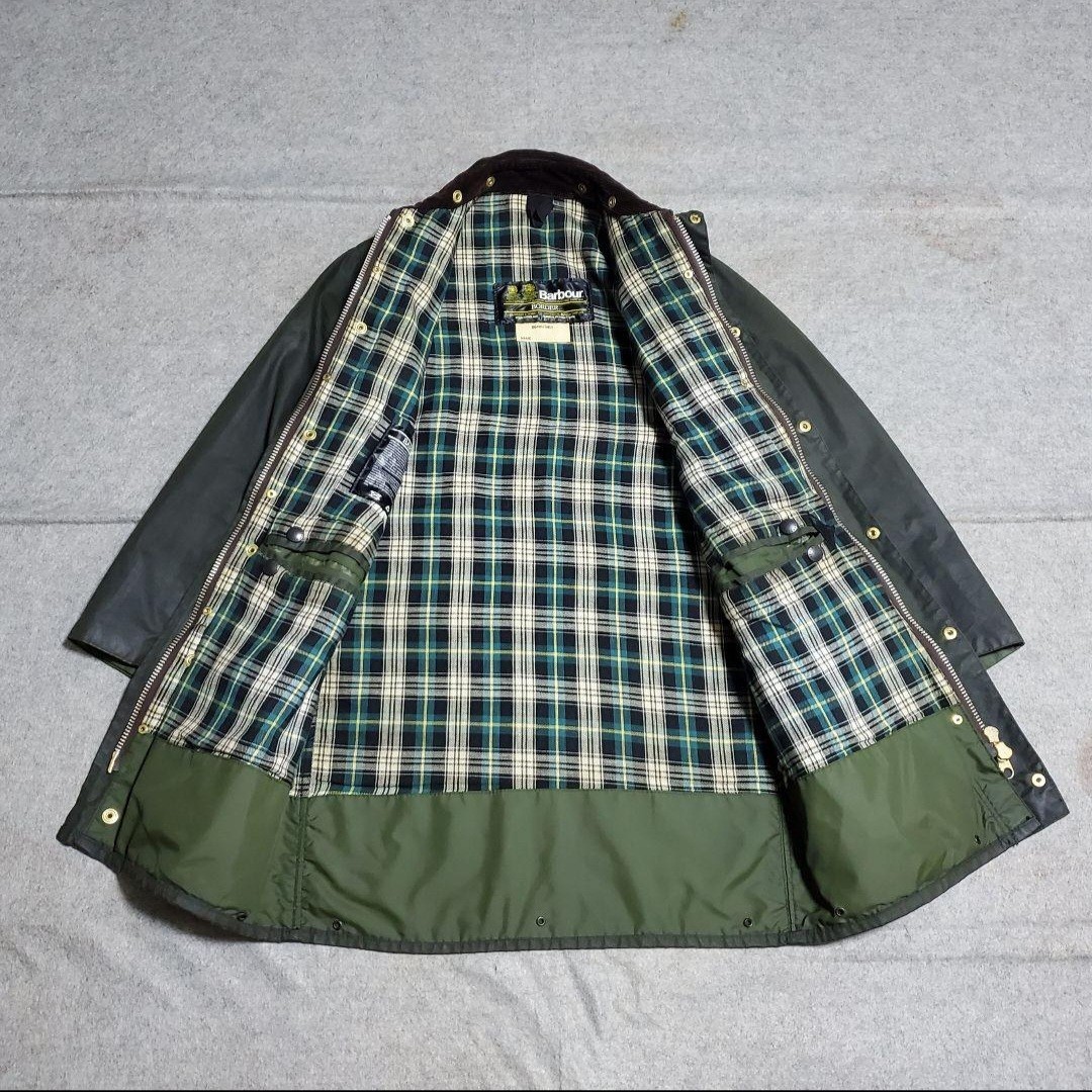 80s　2クラウン　デッドストック級　34 Barbour　 バブアー　 border 　ボーダー 　ヴィンテージ　セージ_画像2