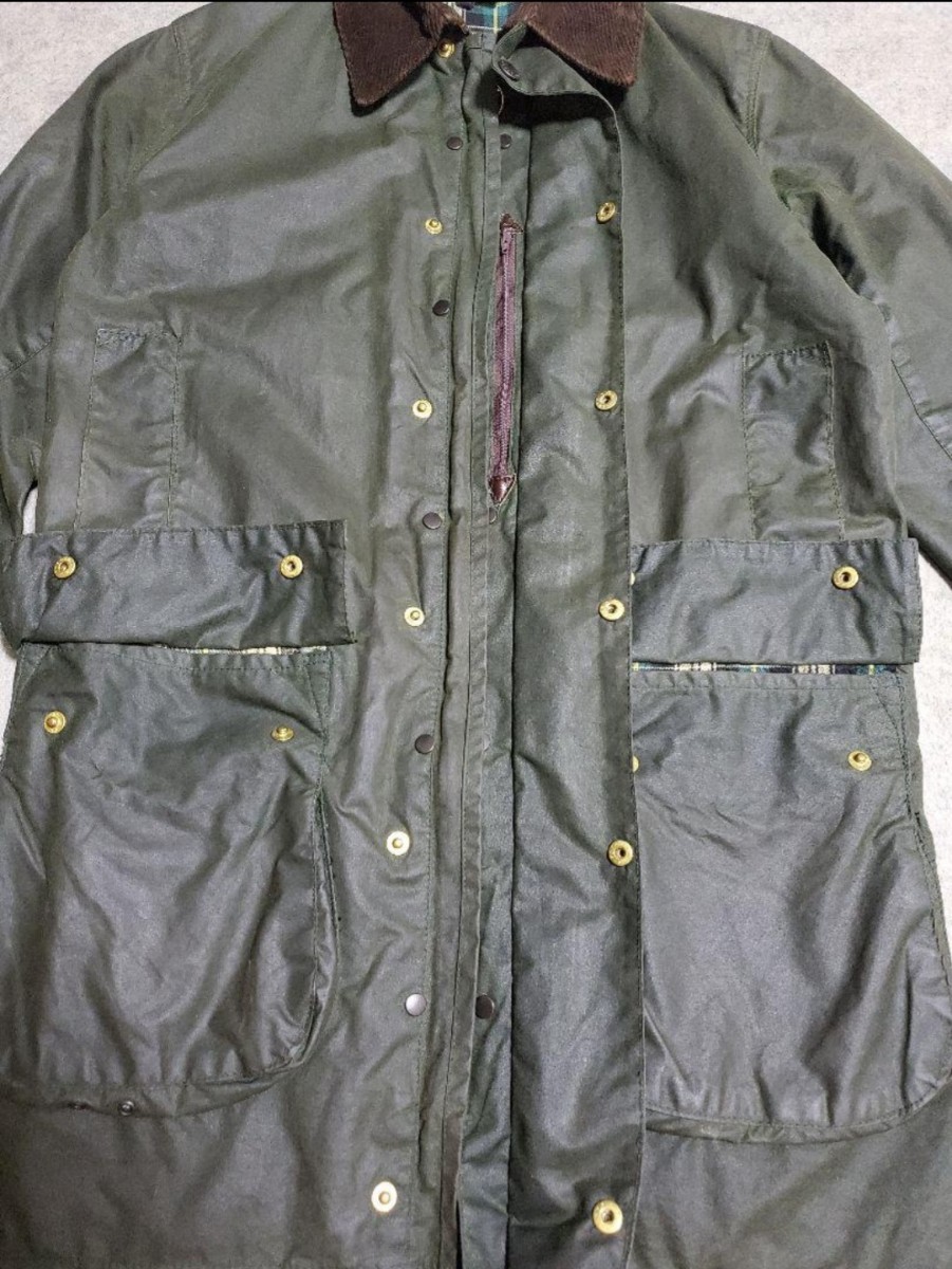 80s　2クラウン　デッドストック級　34 Barbour　 バブアー　 border 　ボーダー 　ヴィンテージ　セージ_画像5