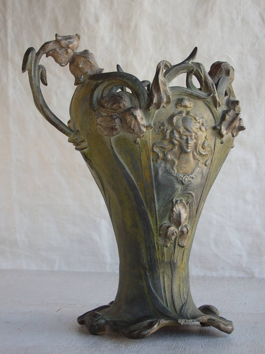 人気特価 花瓶 素敵 花器 アールヌーボー ジャルディニエール ポット フランスアンティーク 古い 植木鉢 フラワーベース フラワーポット その他