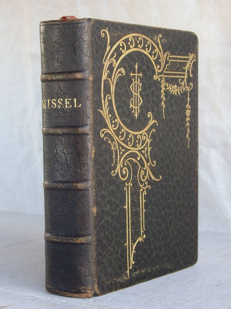  フランスアンティーク　1896年　19世紀 missel 聖書　洋書 古書 本 ブック オブジェ 紙もの 古本 レザー 革 ゴールデン　paris_画像1