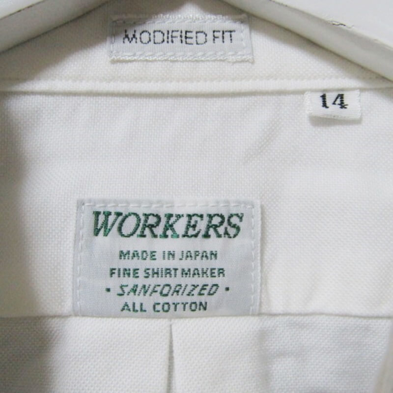 未使用 WORKERS ワーカーズ 長袖ボタンダウンシャツ Modified BD オックスフォードシャツ 日本製 ホワイト 白 14 タグ付き 27104273_画像7