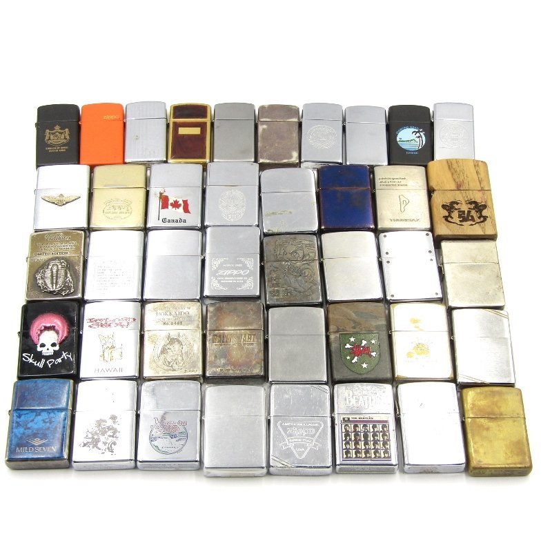 【1円～】ZIPPO ジッポー ジャンク まとめ売り 42点セット スリムSTERLING/レプリカ/MILD SEVEN 1980-2016年製 50017049_画像1