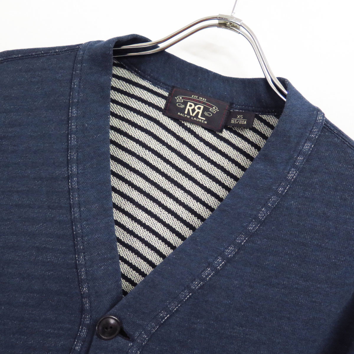 RRL DOUBLE RL INDIGO STRIPED CARDIGAN XS ダブルアールエル インディゴ ストライプ カーディガン ラルフローレン_画像4