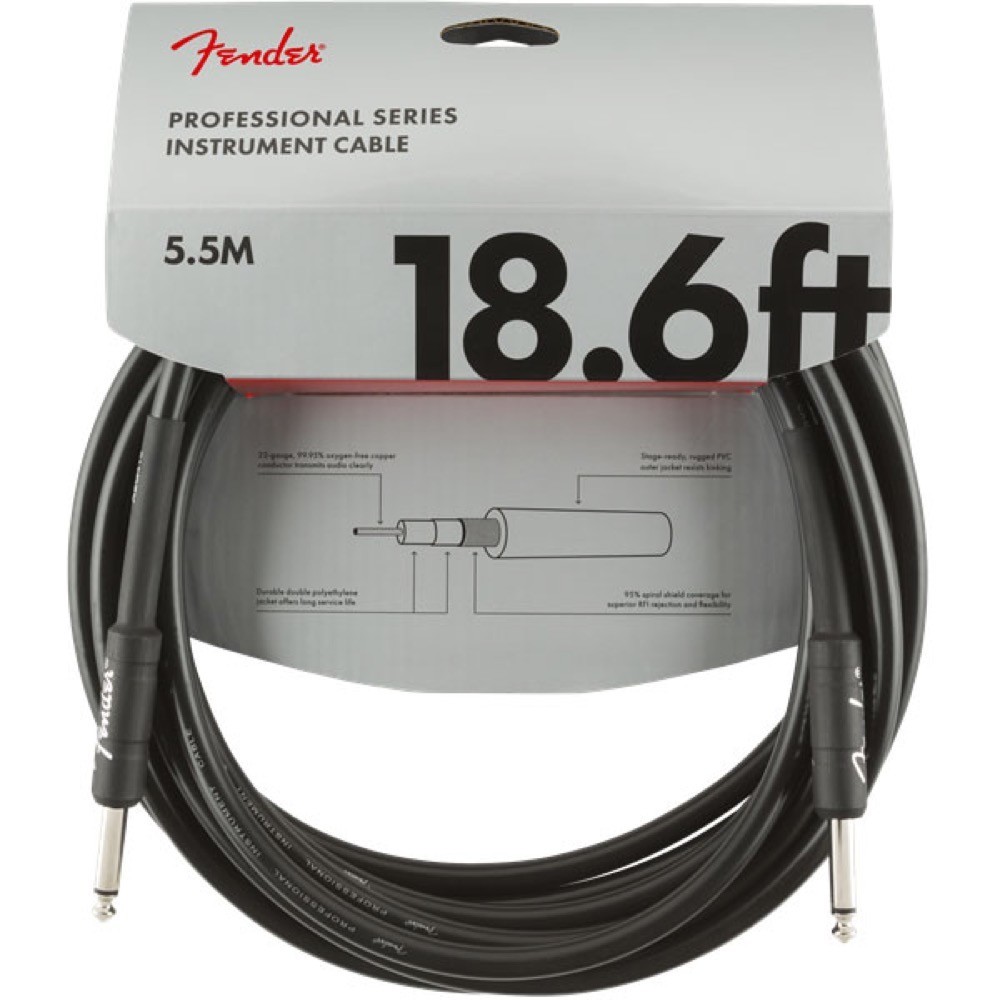 フェンダー Fender Professional Series Instrument Cable SS 18.6' Black ギターケーブル ギターシールドの画像1