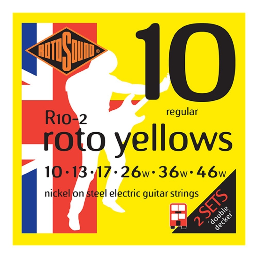 ロトサウンド ギター弦 2セットパック2個 R10-2 Roto Yellows 2Sets NICKEL 10-46 エレキギター弦 2セット入り×2個 ROTOSOUND_画像1