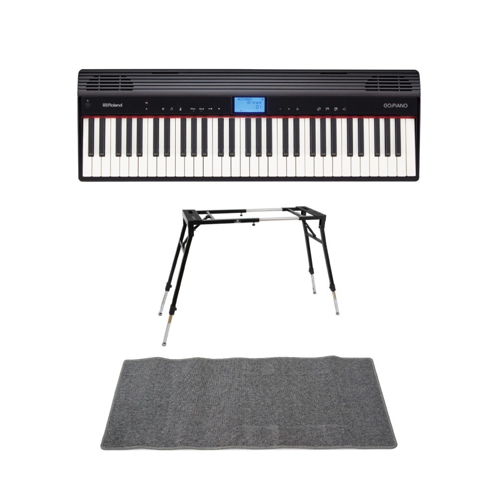 ローランド ROLAND GO-61P GO:PIANO エントリーキーボード 4本脚型スタンド ピアノマット(グレイ)付きセット