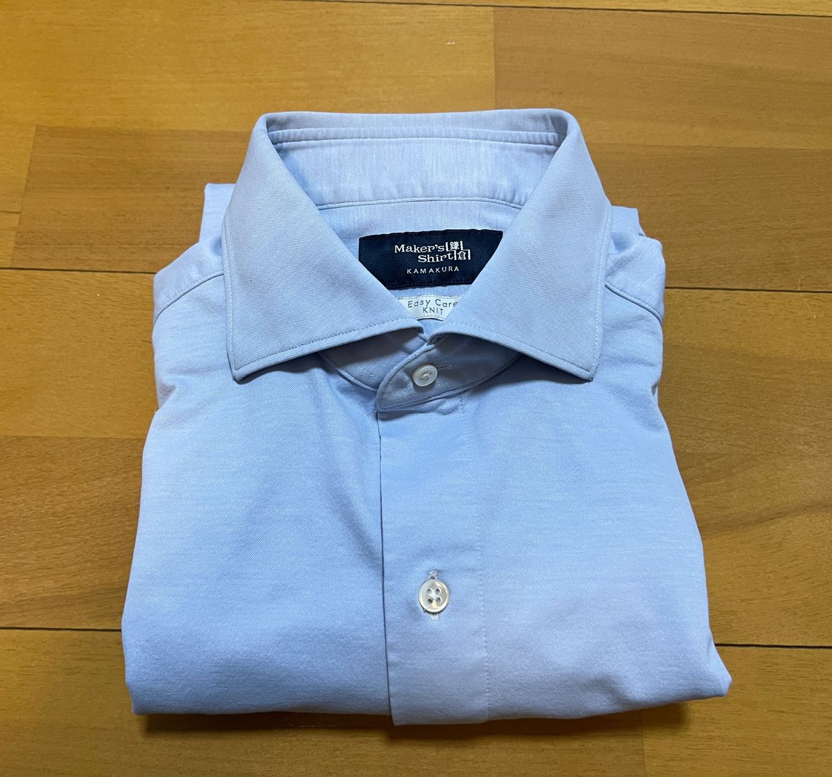 鎌倉シャツ　ニットシャツ　ブルー　39（Mサイズ）YKKP01-17 makers shirt 長袖 ワイシャツ