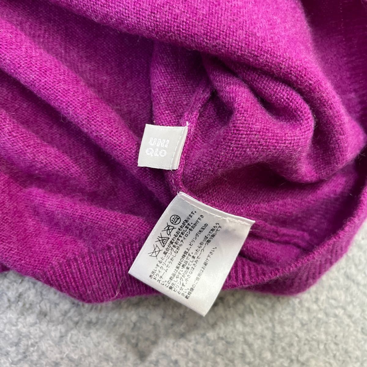 100円スタート♪ （5）UNIQLO ユニクロ　カシミヤ100% 半袖ニット　タートルネック　サイズM　インナーニット　cashmere　パープル　紫_画像6