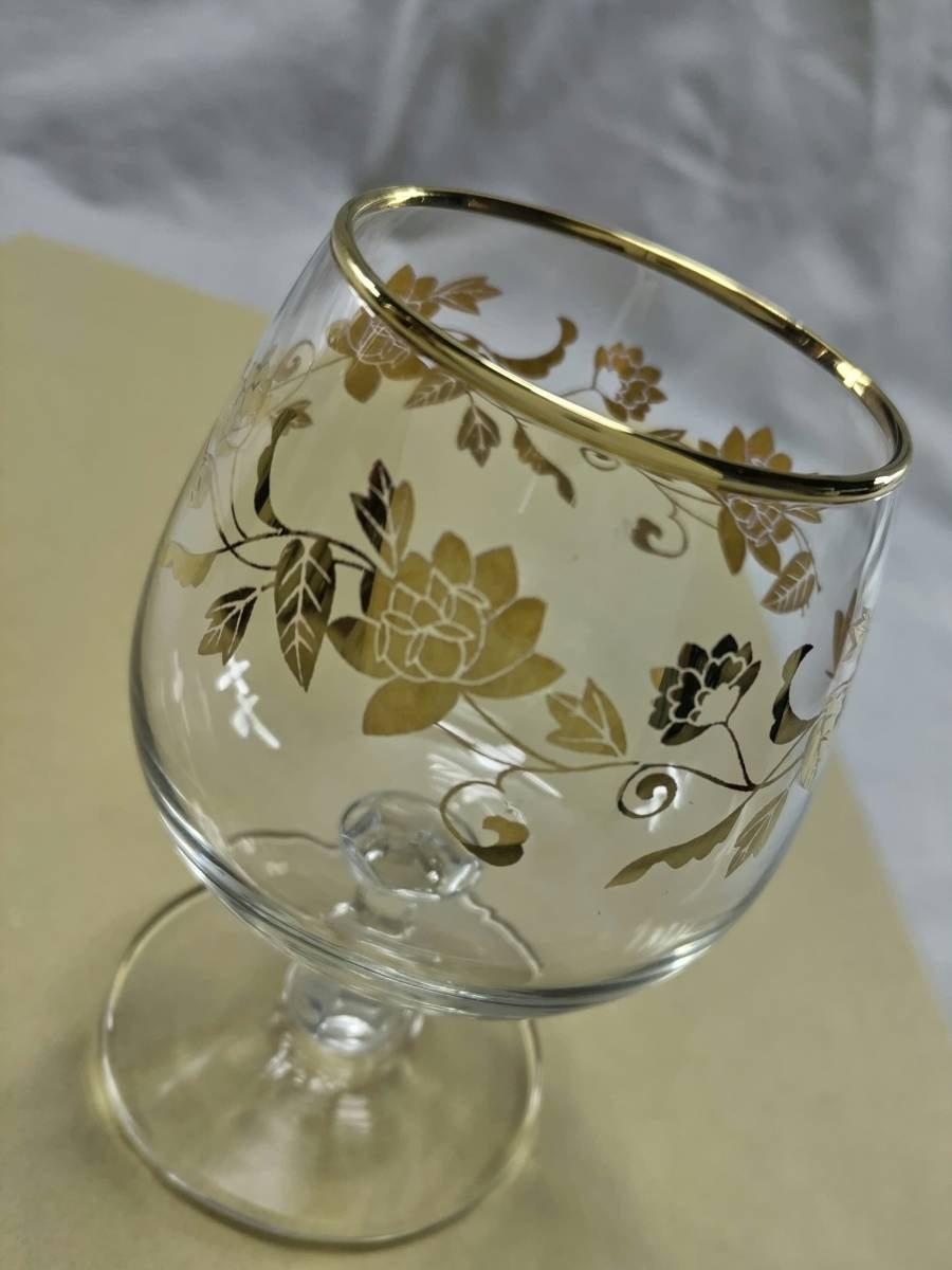 竝龜【優美】金彩 ブランデーグラス ワイングラス 花模様 酒器 レトロ インテリア アンティーク 伝統 骨董 縁起物 宴会 宅飲みの画像9