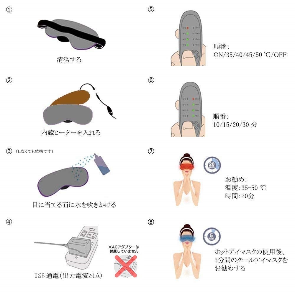 ホットアイマスク 目元あったかアイマスク 温熱アイマスク USB給電 電熱式 タイマー設定 温度調節 冷却アイマスク付きの画像4