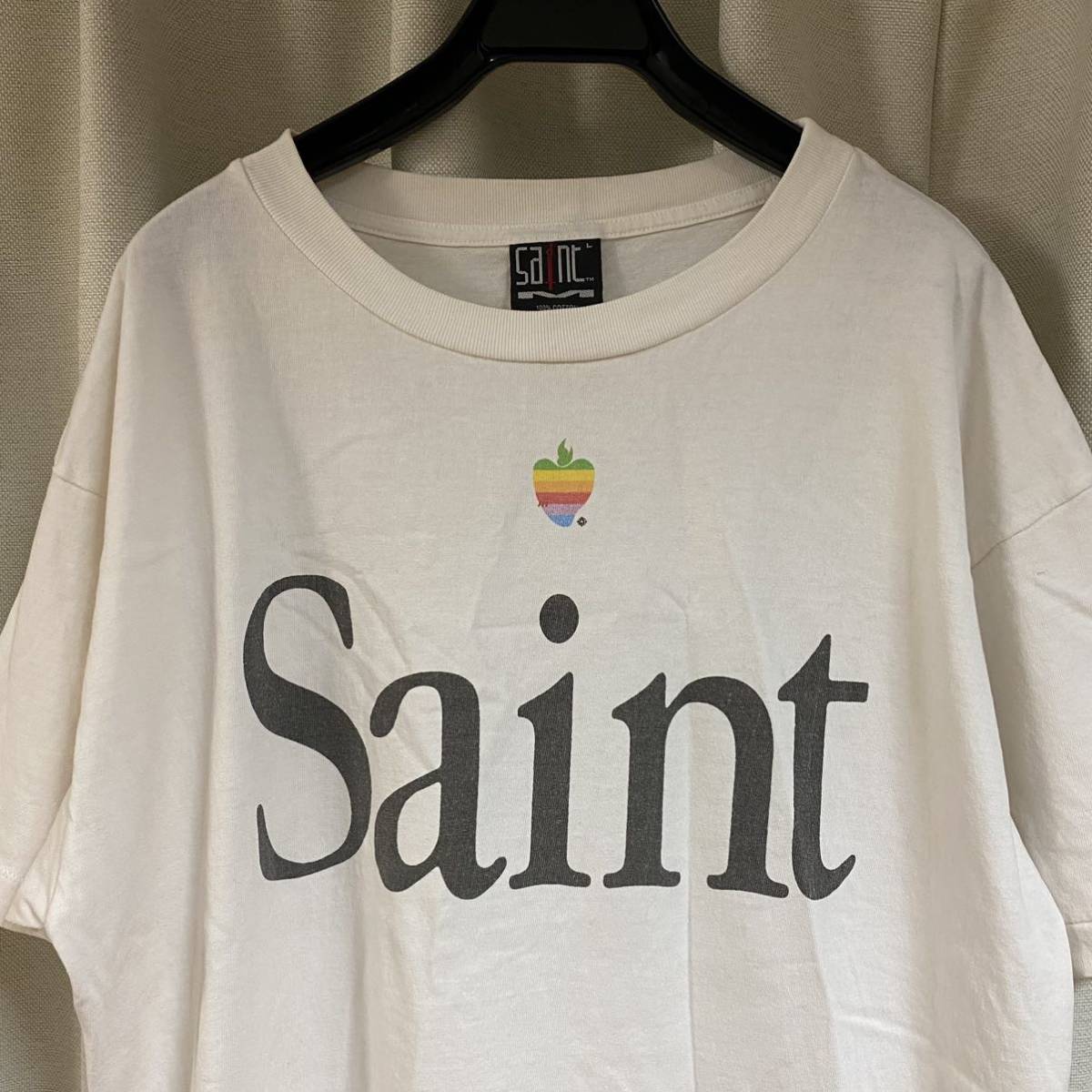 正規 SAINT MXXXXXX MICHAEL セント マイケル Tee Tシャツ クルーネック HEART SAINT Apple アップル ホワイト 白 メンズ ロゴ 半袖_画像3