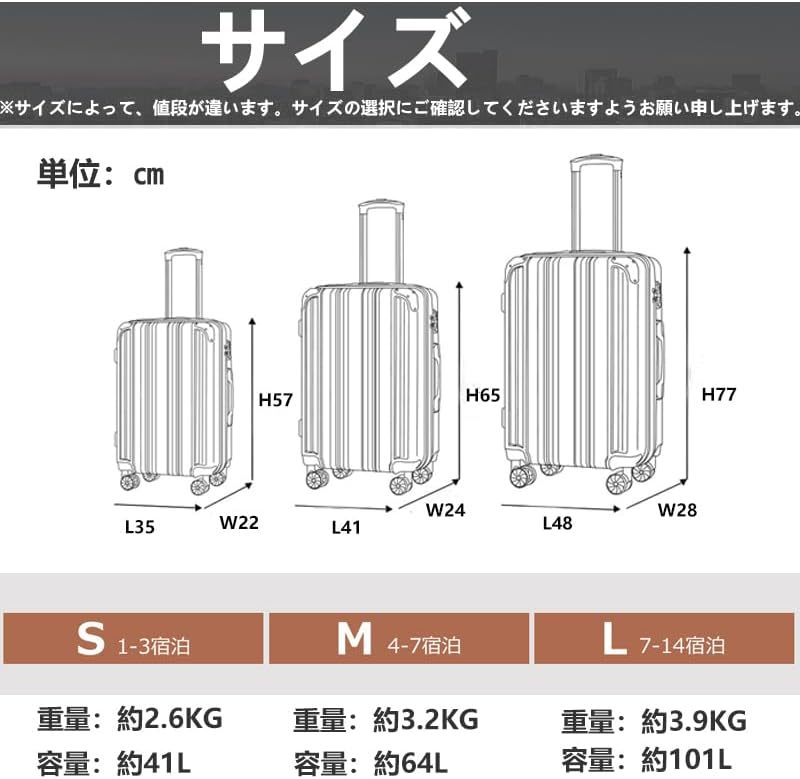 スーツケース Mサイズ キャリーケース TSAロック付 旅行出張 ダークブルー_画像5