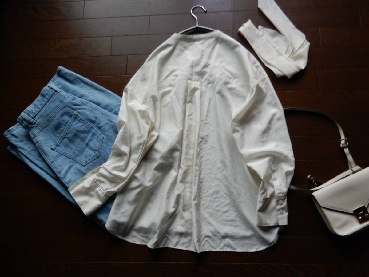 【 green label relaxing UNITED ARROWS /ユナイテッドアローズ】1枚で着映え　大人可愛いボウタイ付き2wayシャツブラウス　バンドカラー_画像7