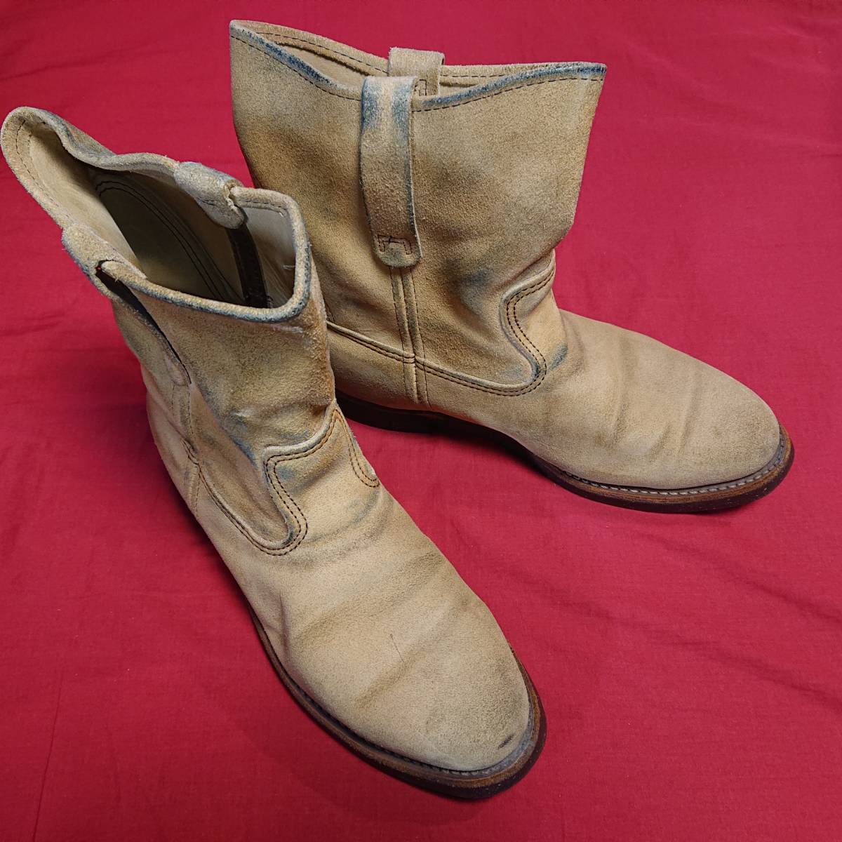 【中古/やや難】REDWING製 2000年代前半 ハーフエンジニアブーツ 1188 スウェード タンカラー サイズ26.5cm_画像2