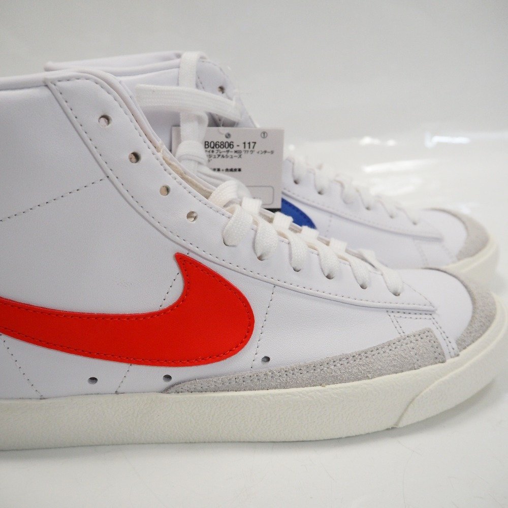 Th480511 ナイキ スニーカー BLAZER MID 77 VNTG ブレザー ミッド BQ6806-117 WHITE/HABANERO RED-MEDIUM BLUE-SAIL 26cm NIKE 未使用_画像4