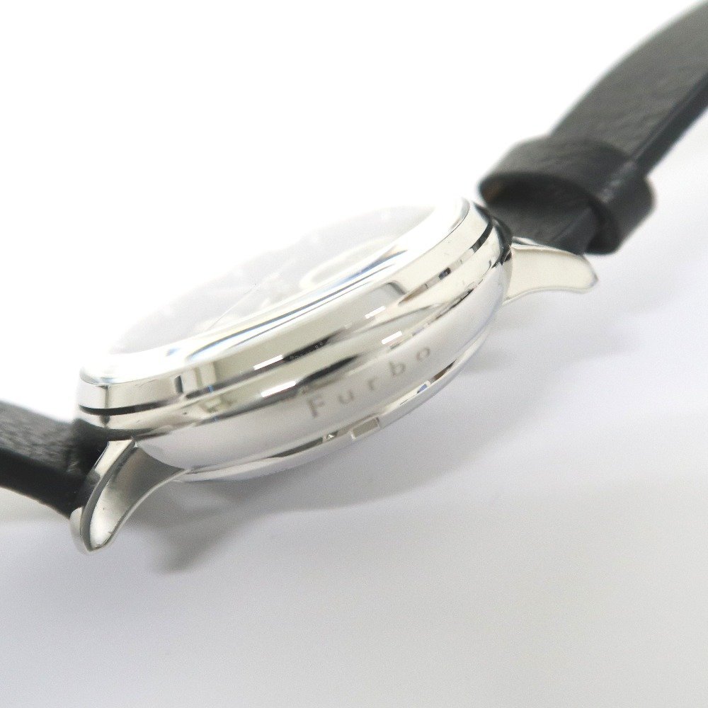 IT316541 フルボ 腕時計 ステンレススチール 自動巻き 黒文字盤 革ベルト Furbo 中古_画像8