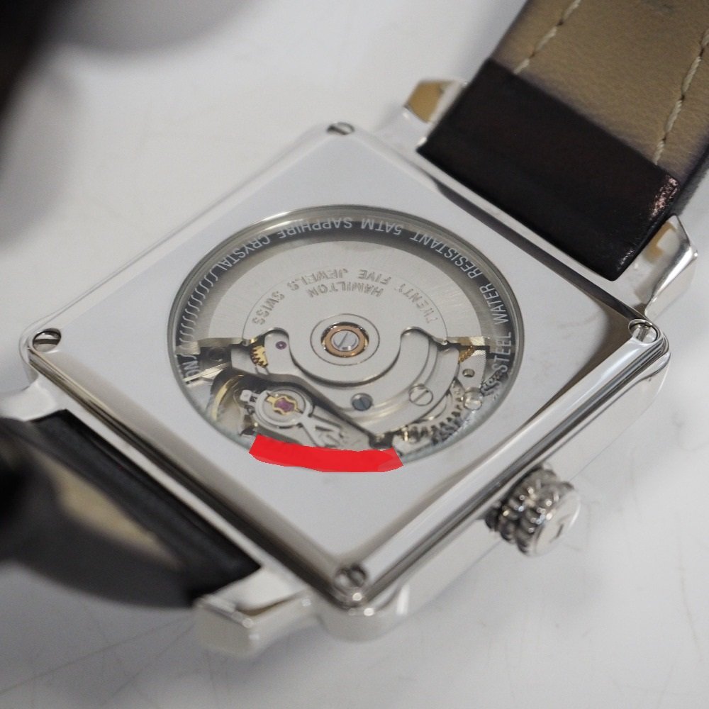 Th510361 ハミルトン ロイド デイト 000221 SS レザーベルト 自動巻き シルバー文字盤 腕時計 メンズ HAMILTON 中古_画像8