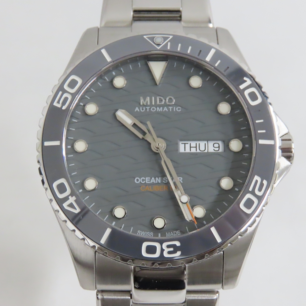 Ts772321 ミドー 腕時計 オーシャンスター M042430A SS グレー文字盤 メンズ MIDO 中古