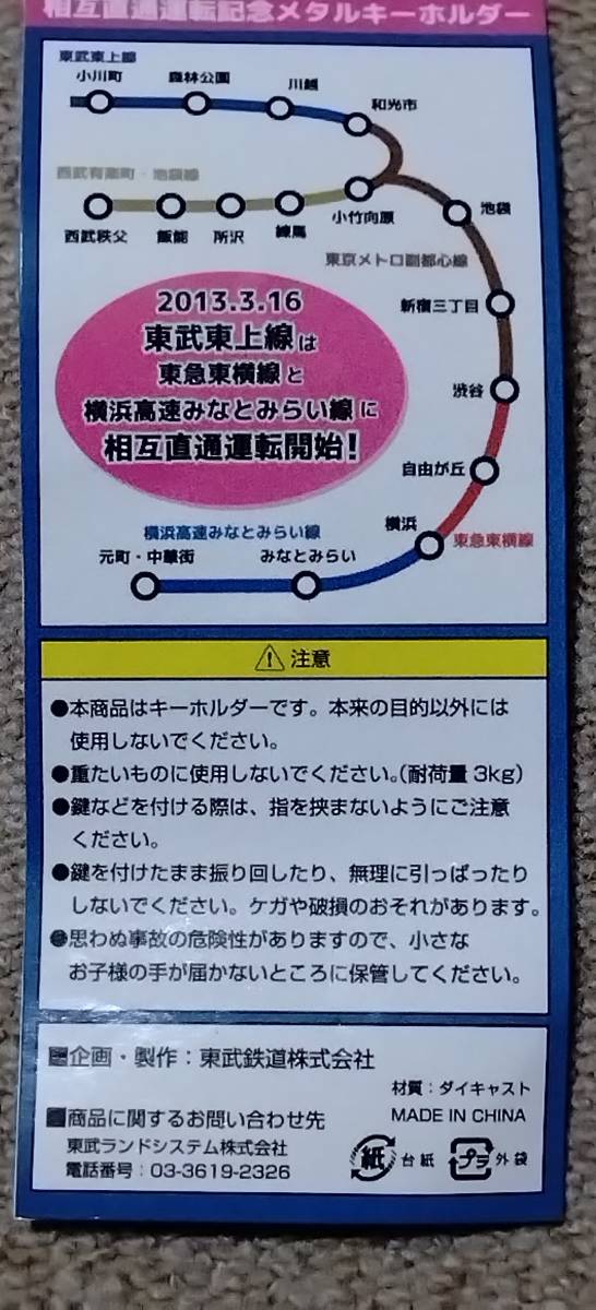 東武鉄道相互直通運転記念メダルキーホルダー_画像2