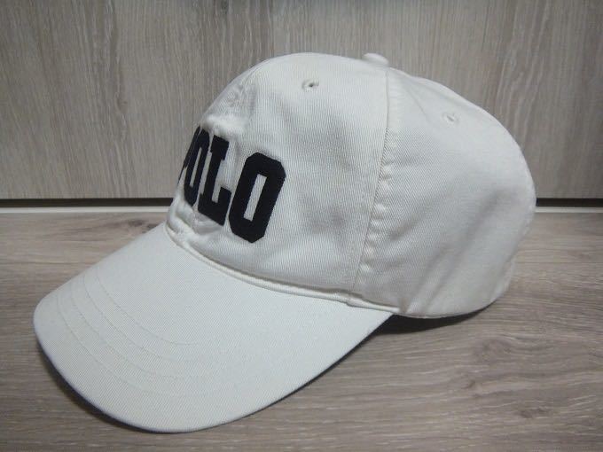 90s POLO Ralph Lauren 6パネル ロゴキャップ 白/紺 ☆ ラルフローレン 帽子 第一昭和_画像3