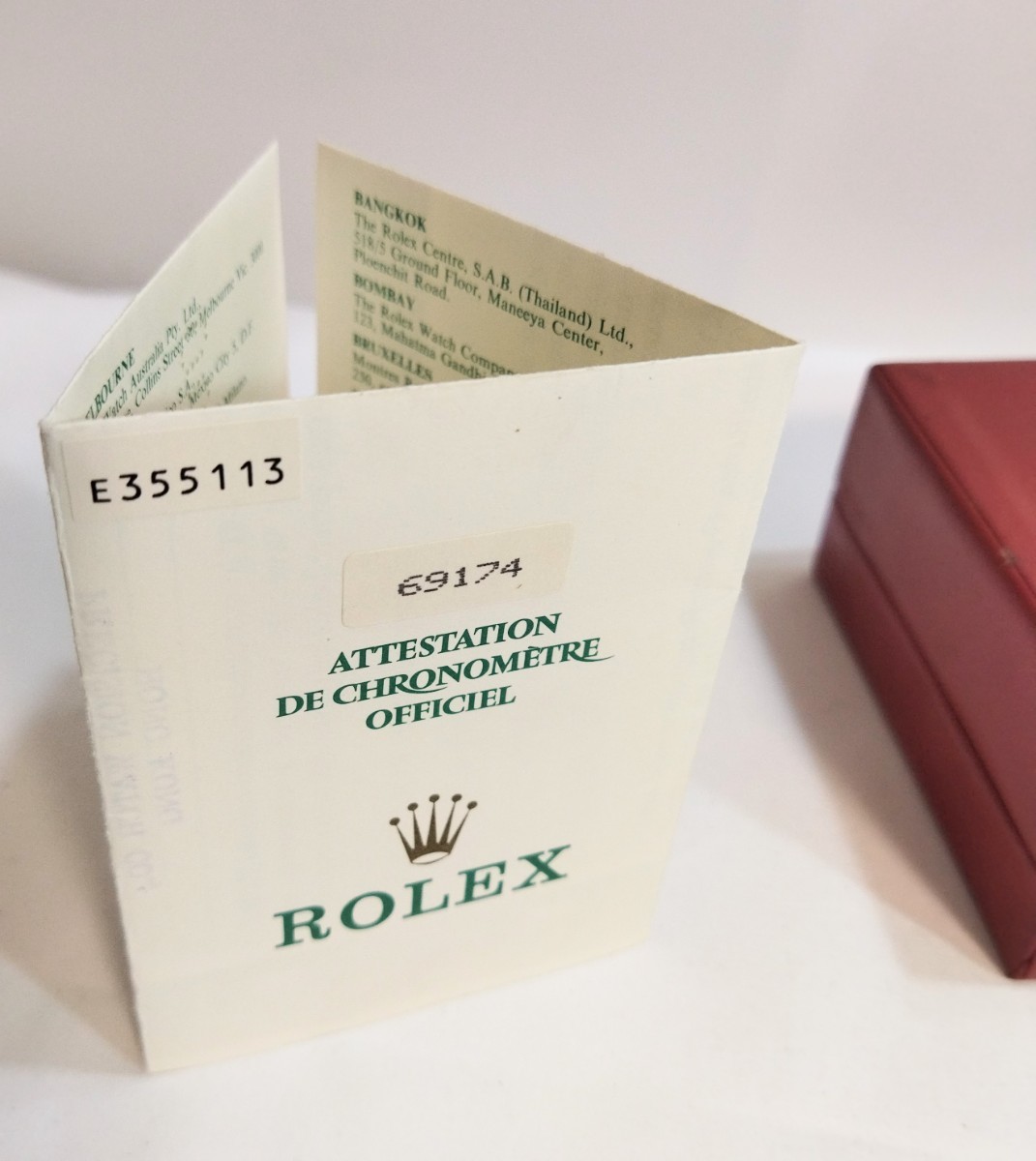 【ROLEX 69174 デイトジャスト　空箱】ロレックス 69174紙付き　14.00.02　空箱　赤　ボックス　BOX　003JJHU29_画像4