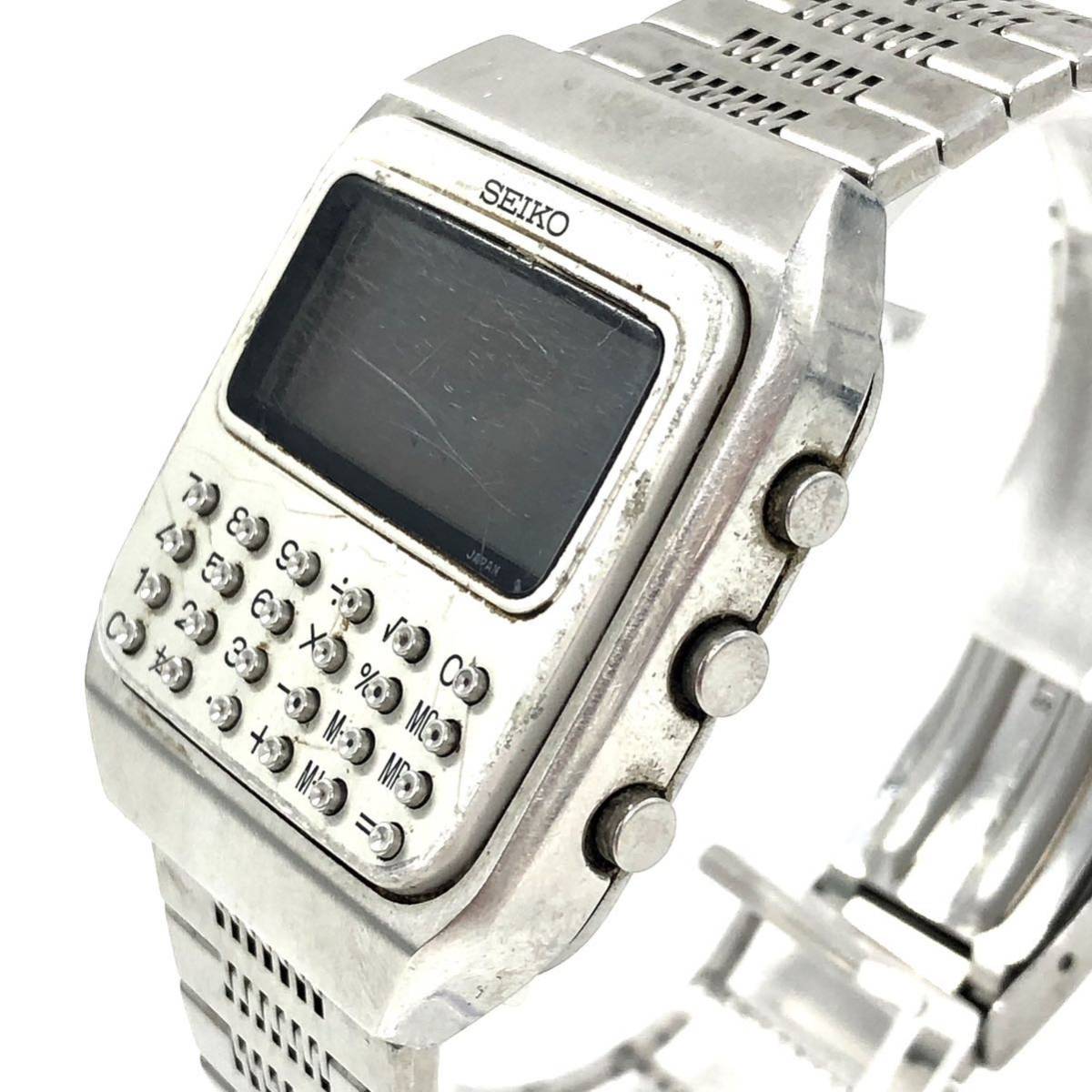 『SEIKO▲カリキュレーター』MC-47 セイコーメンズ 腕時計 C153-5011 スクエア デジタル文字盤 電卓 純正ベルト クォーツ SS ヴィンテージ_画像4