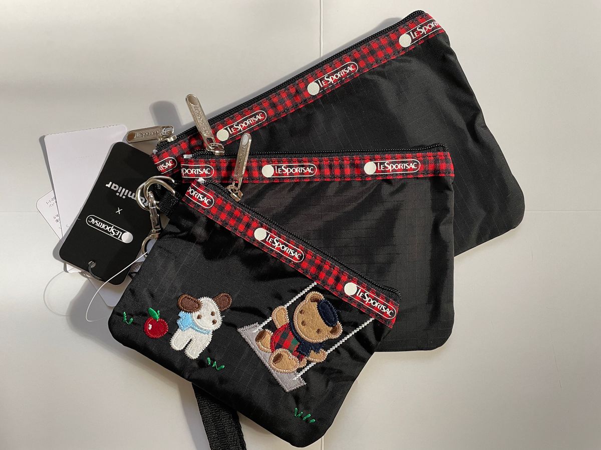 レスポートサック LeSportsac 3連 ポーチfamiliar コラボ レスポートサック LeSportsac 3連 ポーチfamiliar コラボ
