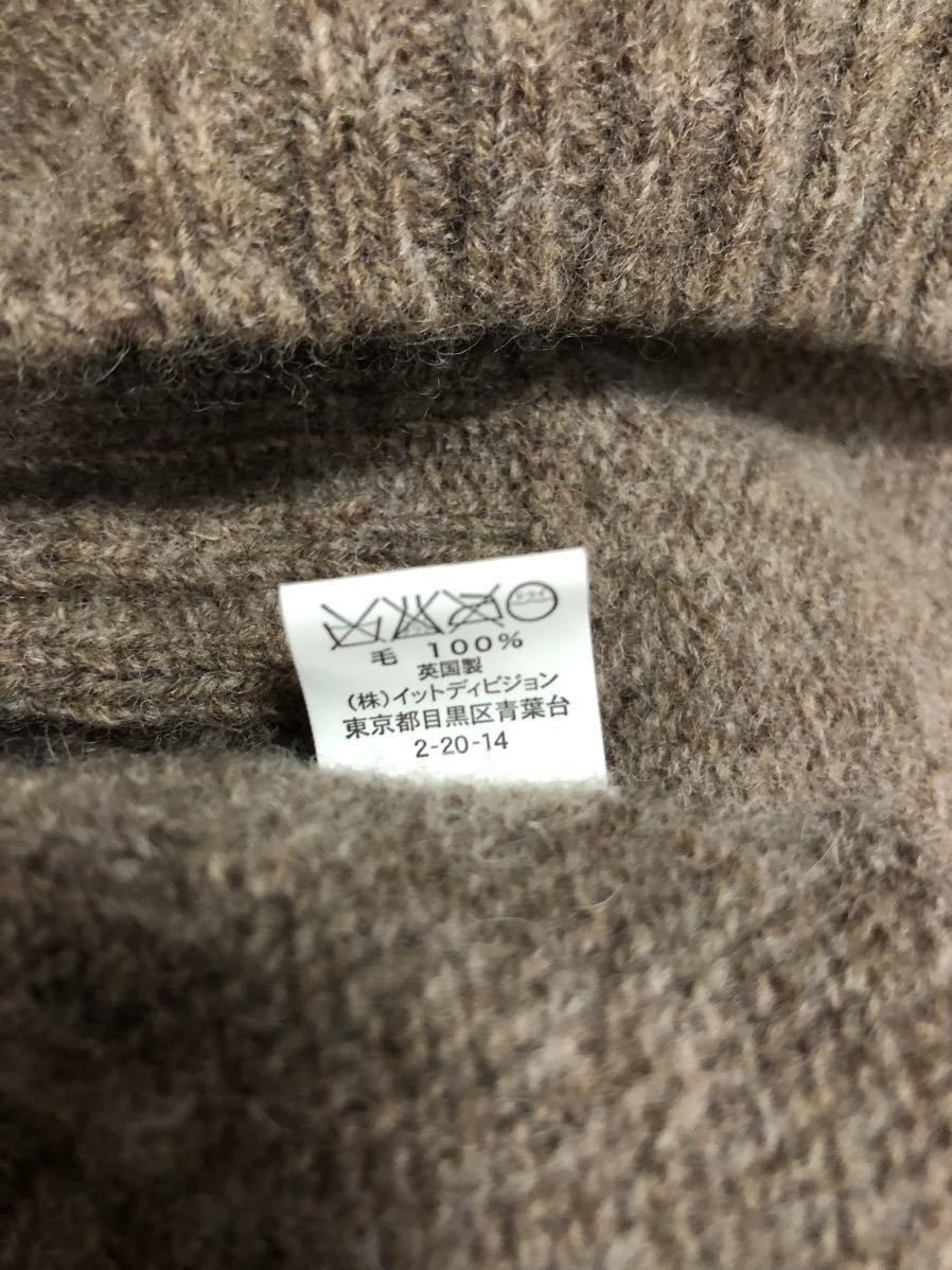 英国製 未使用品 INVERALLAN インバーアラン シェットランド セーター ベージュ系 サイズ40 クルーネック ウール ニット _画像5