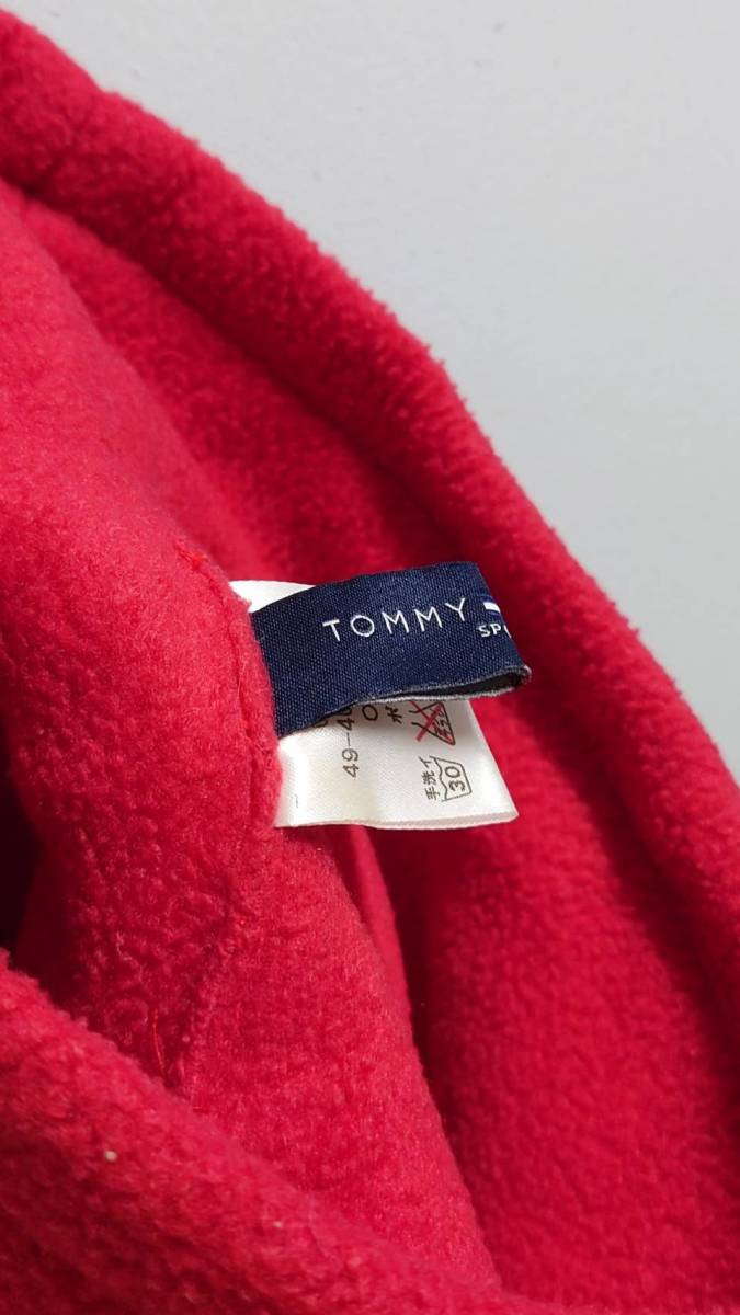 TOMMY HILFIGER SPORT ロゴ 刺繍 フリース ネックウォーマー レッド トミーヒルフィガー 日本製_画像4