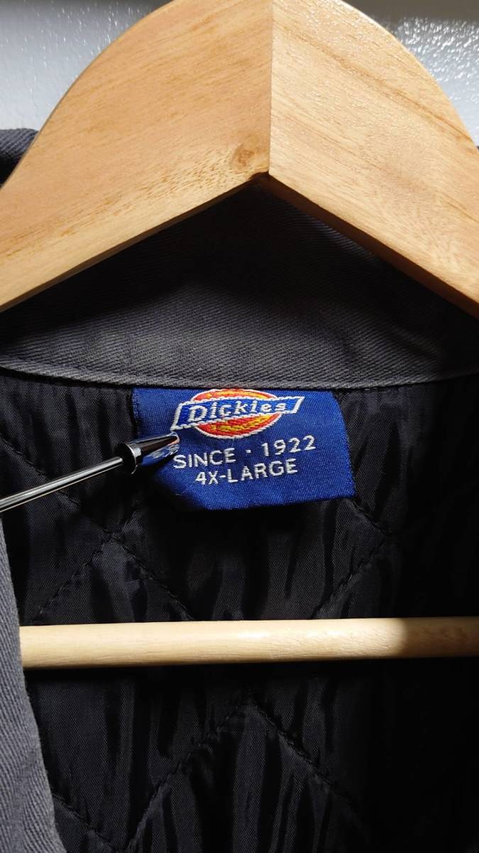 90’s Dickies 裏地キルティング ワーク ジャケット チャコールグレー 4XL ジップアップ ディッキーズ_画像2