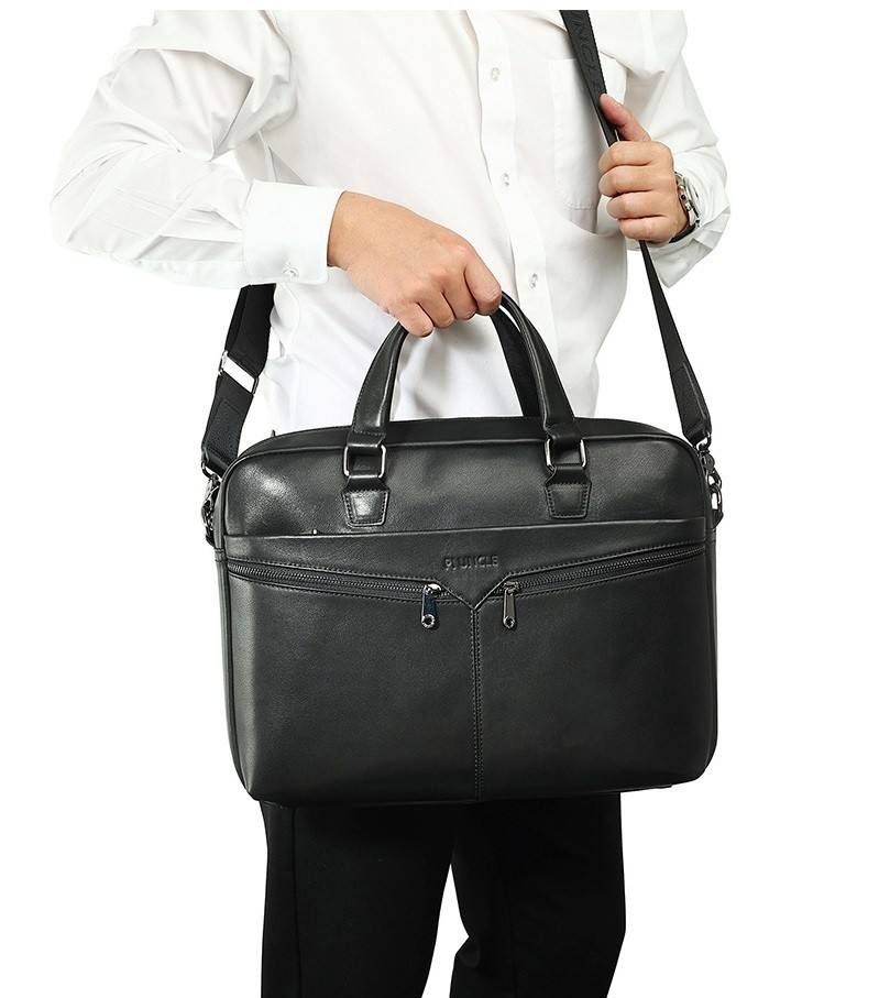 本革 牛革メンズ ブリーフケース レザーバッグ 2WAY 斜めがけ ビジネスバッグ A4 書類鞄 通勤鞄かばん 大容量 多機能 黒_画像2