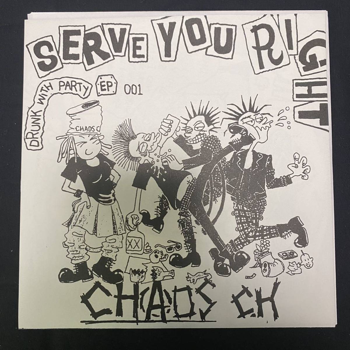 【美品】CHAOS CH「SERVE YOU RIGHT」 OVERTHROW-009 1994年 国内盤 EP盤 レコード_画像1