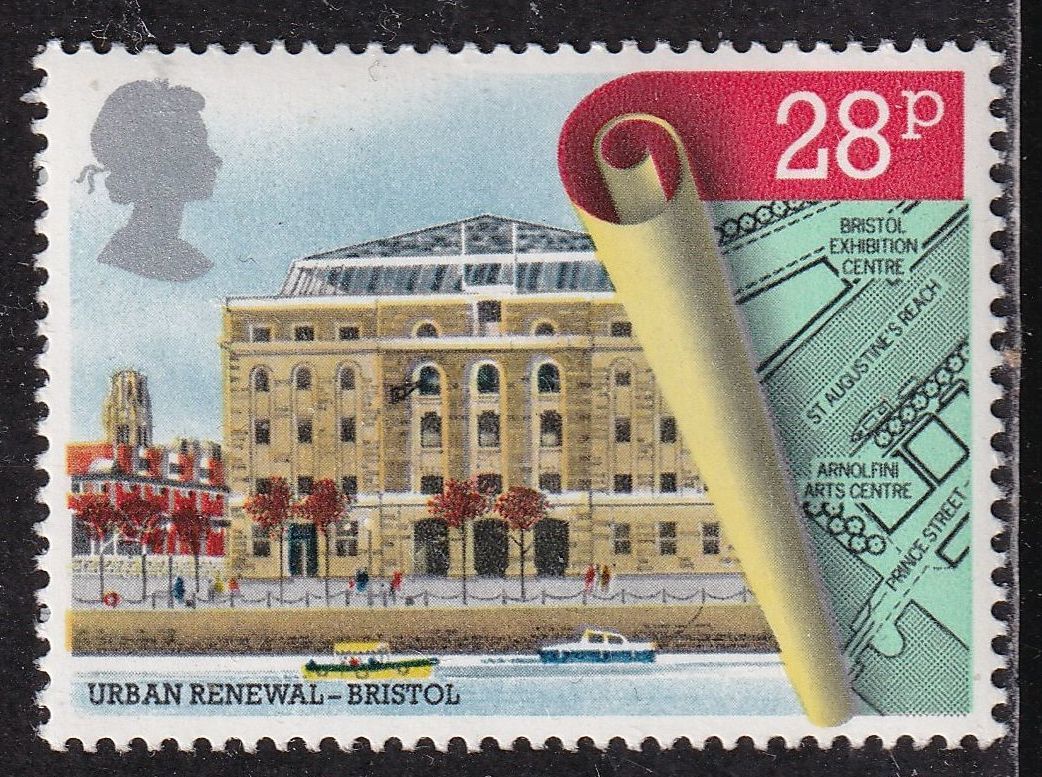 イギリス切手 都市計画 図面 建物 リニューアル 街並み 船 河川 「LIVERPOOL」「DURHAM」「BRISTOL」の画像4