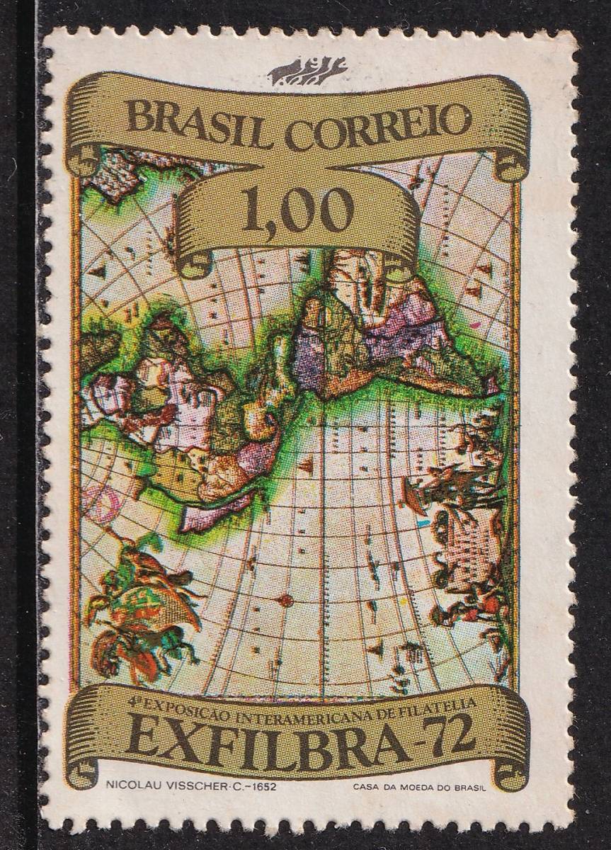 ブラジル切手　地図　切手展　アメリカーナ切手展1972　_画像1